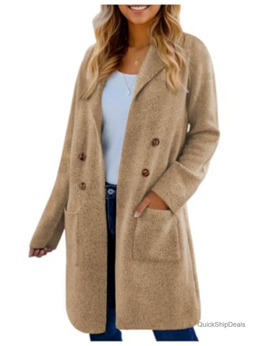 Long Open Front Knit Cardigan Sweater Coatigan Notch Lapel